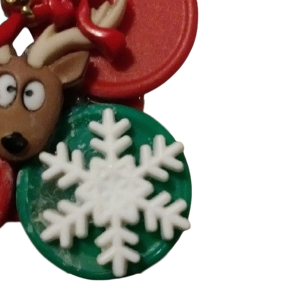 Christmas Reindeer Badge Reel with Snowflake & Bulb - Artisan Holiday ID Holder - Picture 4 of 7